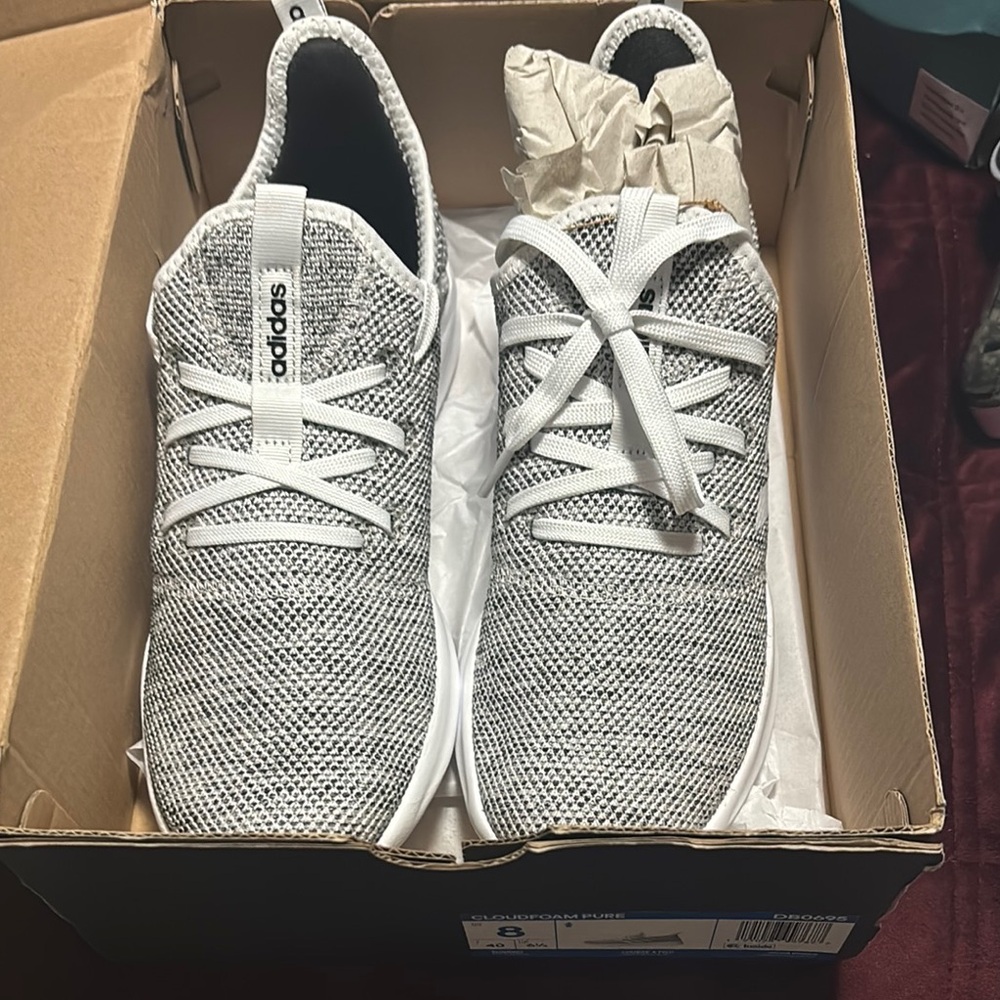 Adidas White and Black Knit Sneakers